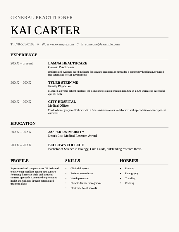 Bold minimalist professional resume